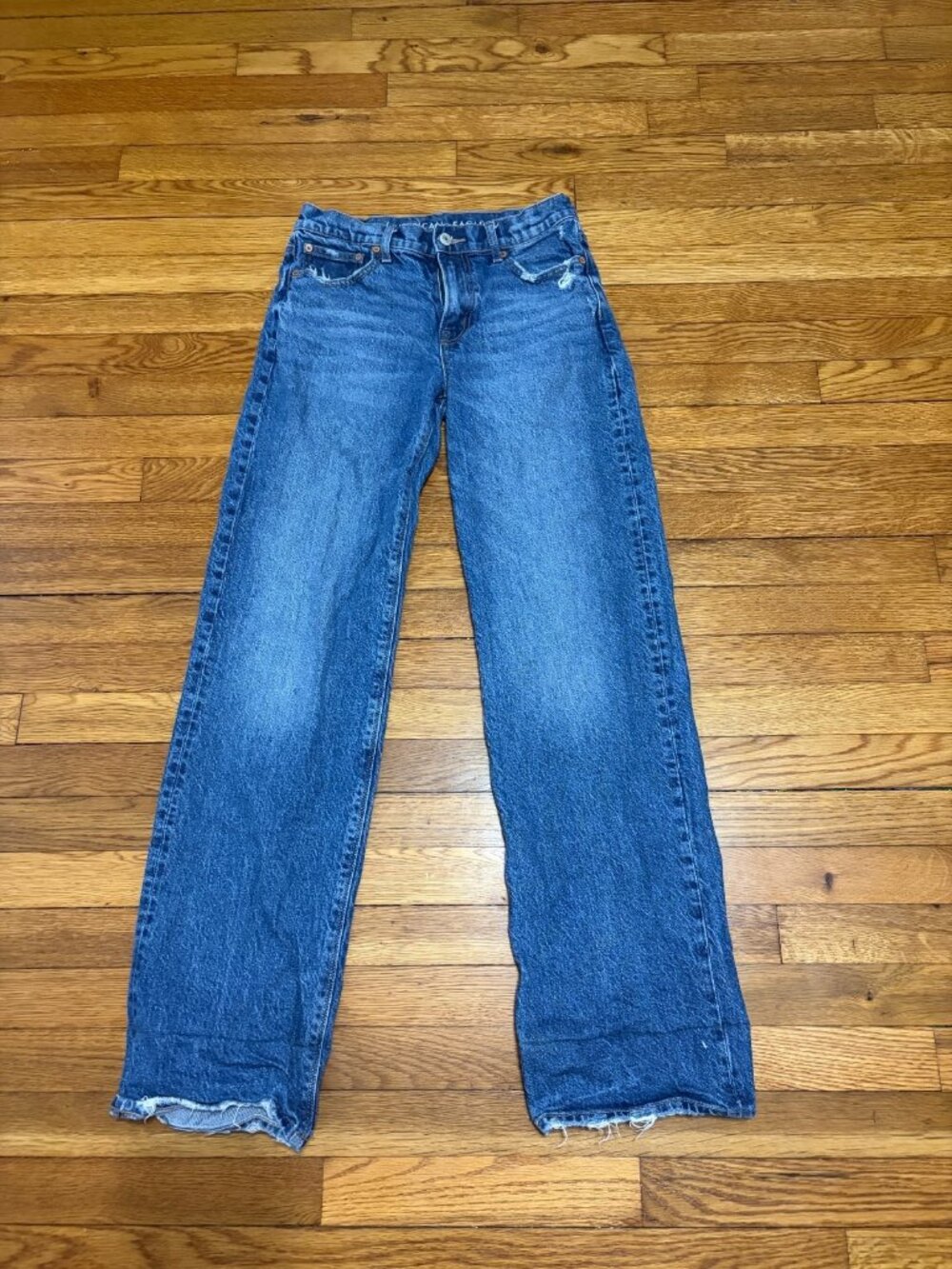 American Eagle Womens Stovepipe Jeans Sz 2 Straight Leg Dark Wash Denim